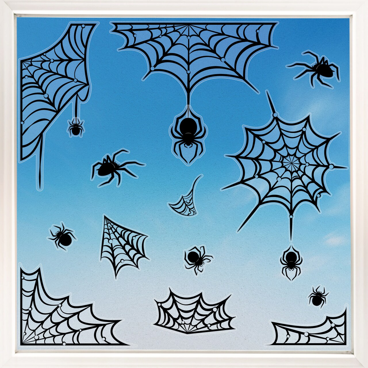 Big Dot of Happiness Spider Webs Window Clings, Reusable Window Sticker Decorations, Halloween Spider Static Decals Clings for Kids Halloween Party